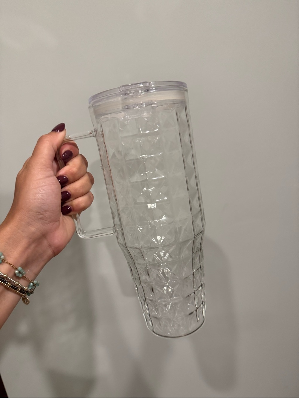 Glass 40oz Tumbler with Handle and Lid